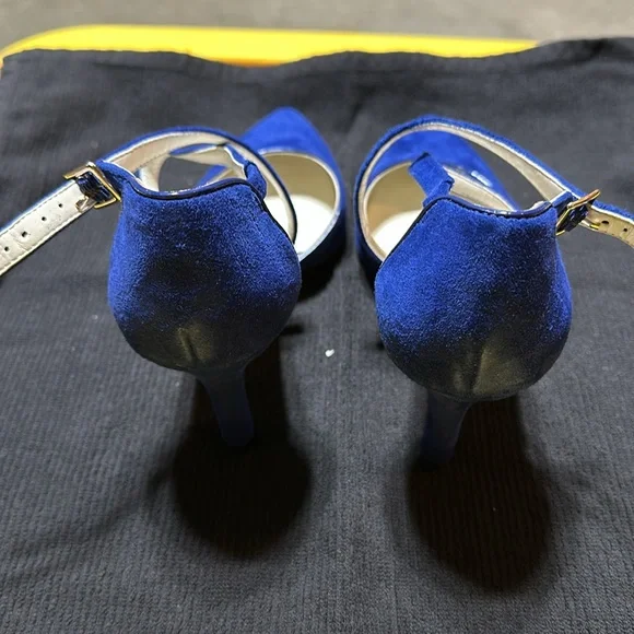 Anne Klein blue suede strappy heel - Picture 2 of 8